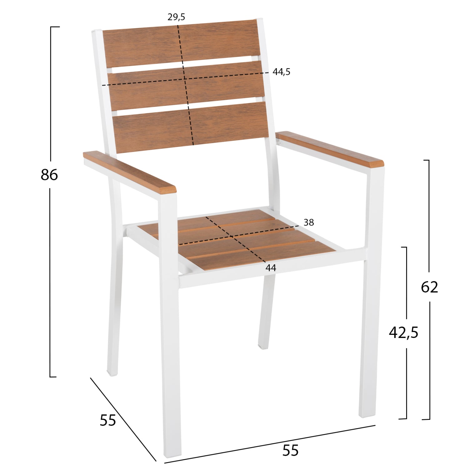 ΠΟΛΥΘΡΟΝΑ ΑΛΟΥΜΙΝΙΟΥ SAGA HM5981.01 ΛΕΥΚΗ-POLYWOOD ΣΕ ΦΥΣΙΚΟ 55x55x86Υεκ. - Pakobazaar