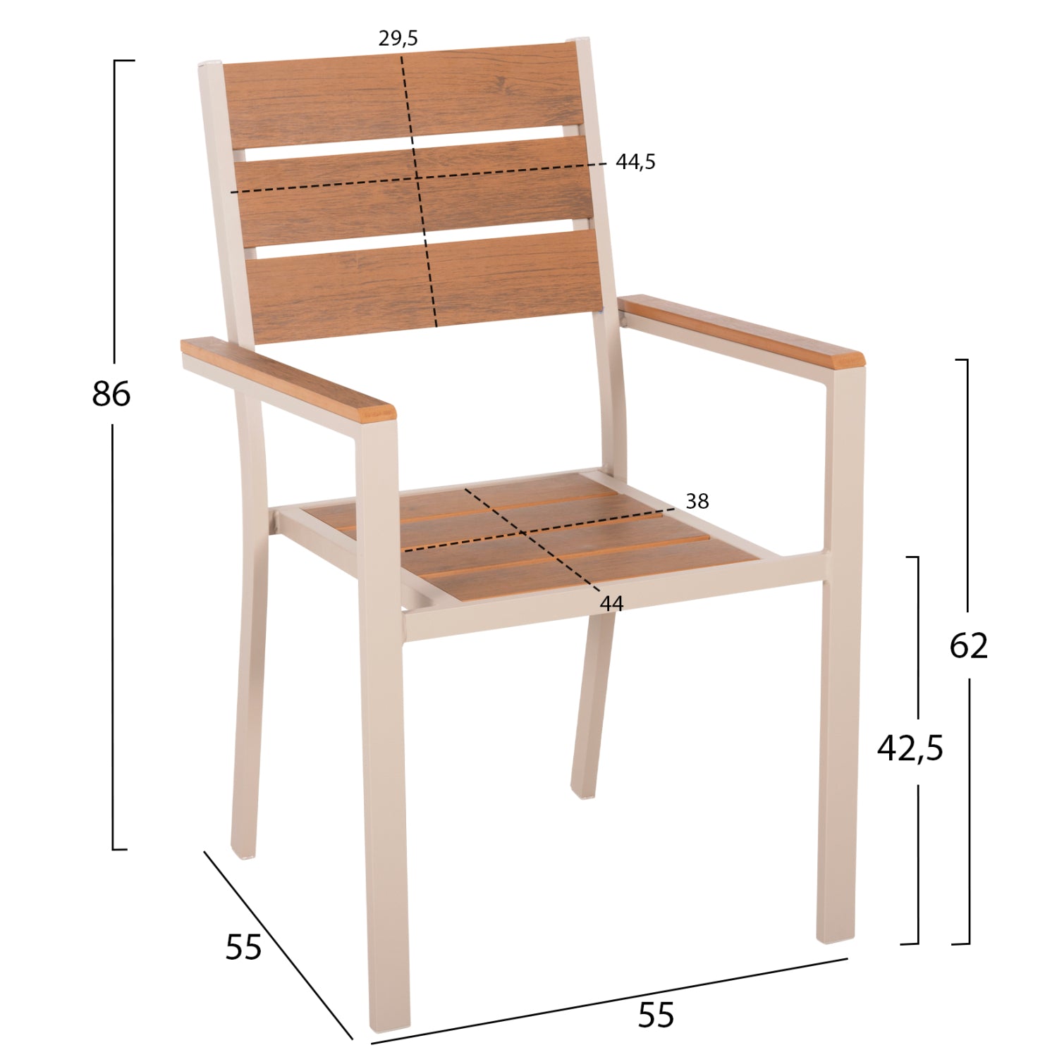 ΠΟΛΥΘΡΟΝΑ ΑΛΟΥΜΙΝΙΟΥ SAGA HM5981.04 ΣΑΜΠΑΝΙ-POLYWOOD ΣΕ ΦΥΣΙΚΟ 55x55x86Υεκ. - Pakobazaar