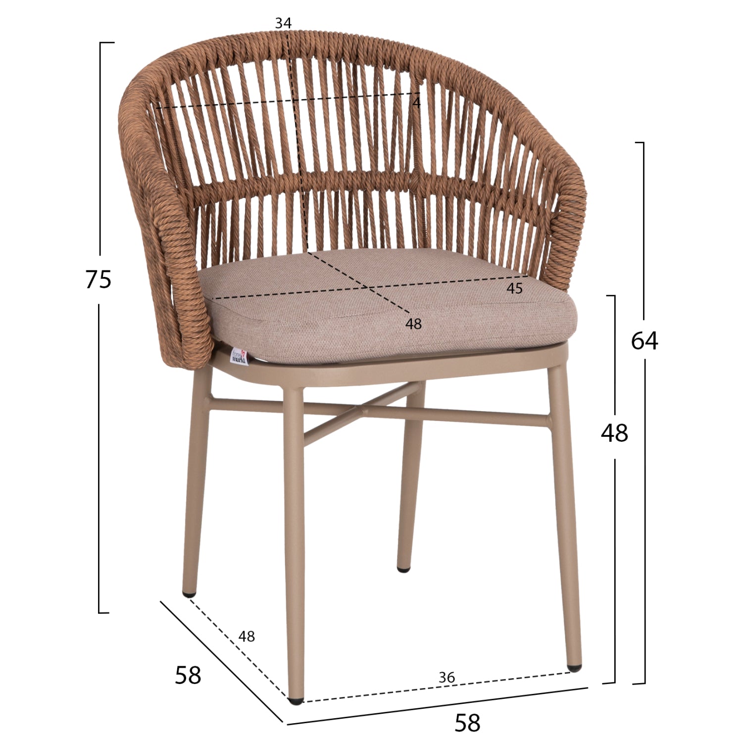 ΠΟΛΥΘΡΟΝΑ ΑΛΟΥΜΙΝΙΟΥ ORIN HM6265.03 ΚΑΠΟΥΤΣΙΝΟ- P.E.RATTAN ΣΕ ΦΥΣΙΚΟ 58x61x75Υεκ. - Pakobazaar