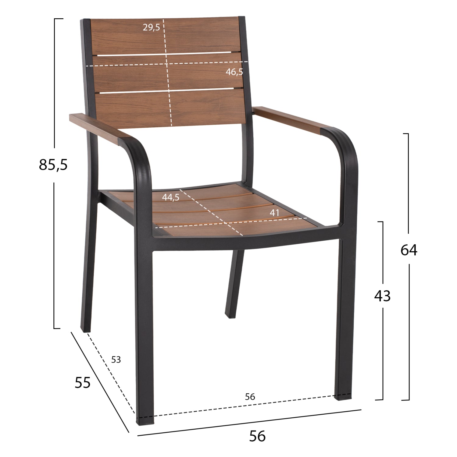 ΠΟΛΥΘΡΟΝΑ ΑΛΟΥΜΙΝΙΟΥ SAGA ΜΑΥΡΗ ΜΕ POLYWOOD HM5127.03 56x55x85,5Yεκ. - Pakobazaar