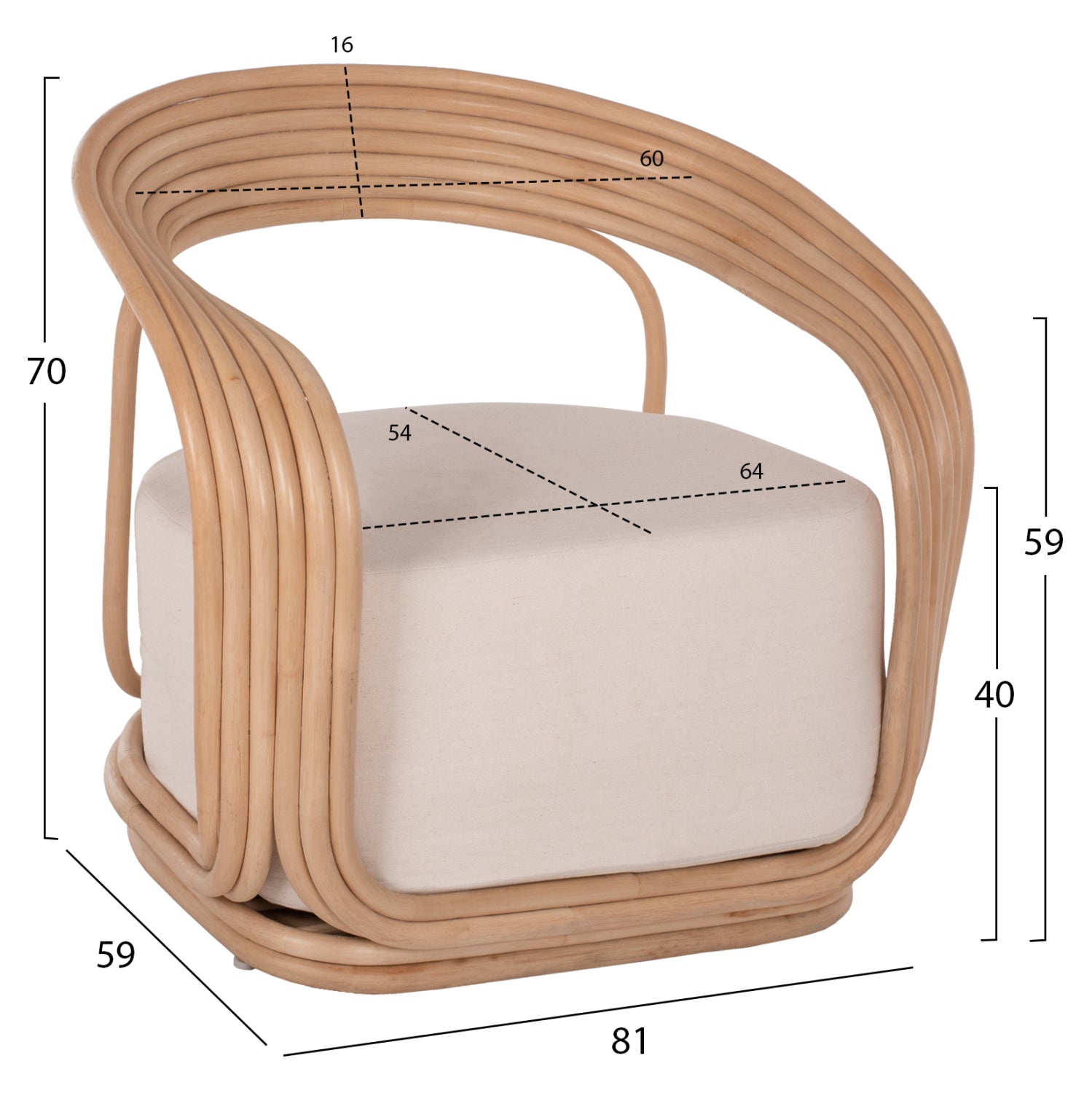 ΠΟΛΥΘΡΟΝΑ DUCHESS ΑΠΟ RATTAN ΦΥΣΙΚΟ-ΕΚΡΟΥ ΜΑΞΙΛΑΡΙ HM9478 81x59x70Y εκ. - Pakobazaar