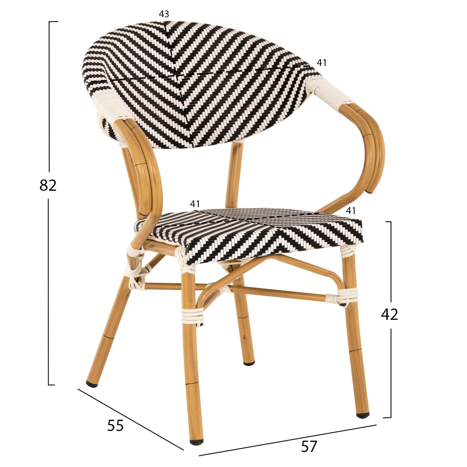 ΠΟΛΥΘΡΟΝΑ BAMBOO LOOK HM5861.01 ΜΑΥΡΟ-ΛΕΥΚΟ 57x55x82 εκ. - Pakobazaar