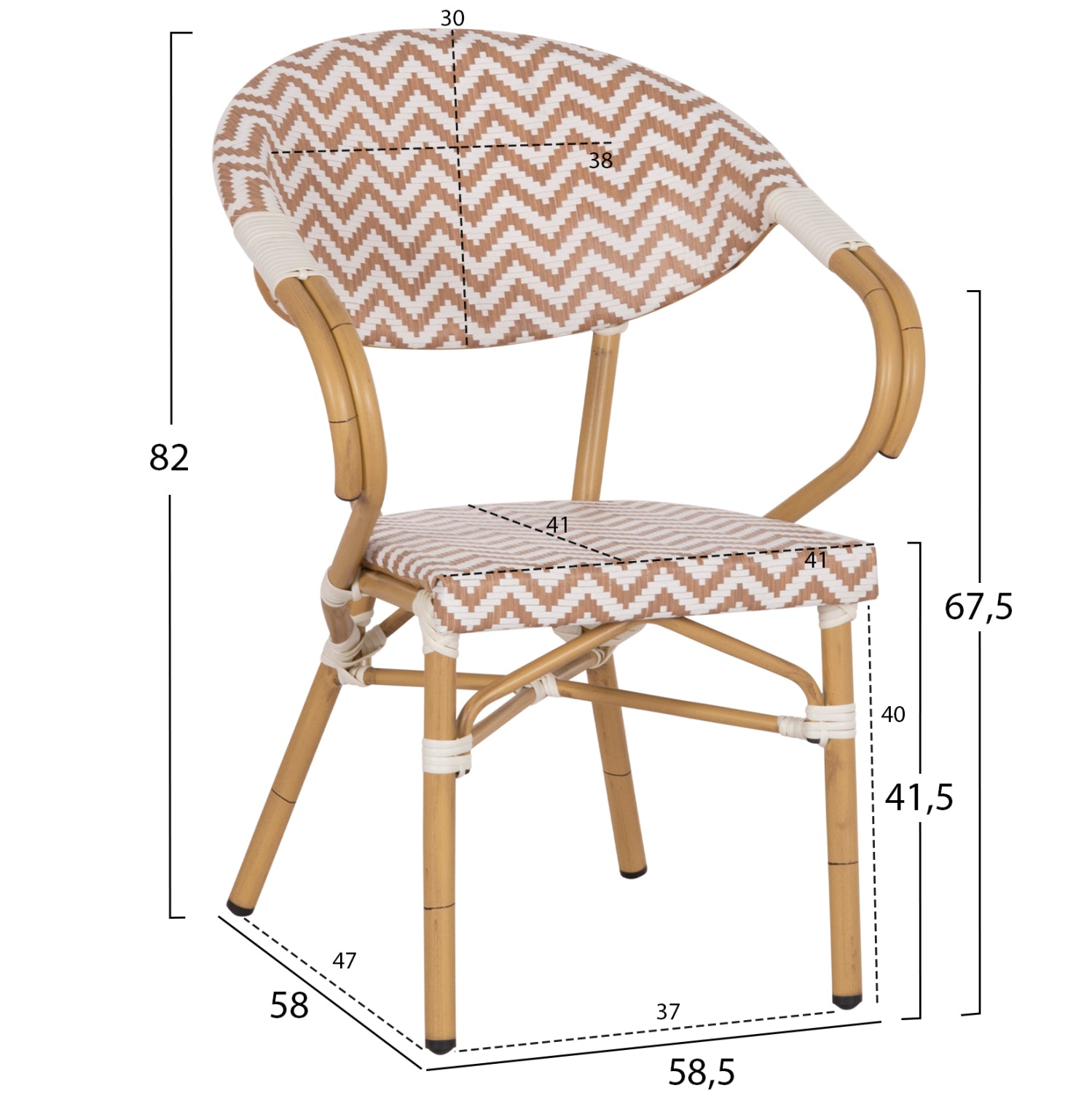 ΠΟΛΥΘΡΟΝΑ BAMBOO LOOK HM5861.03 ΚΑΦΕ-ΛΕΥΚΟ 58.5x58x82Υεκ. - Pakobazaar