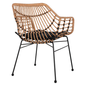 ΠΟΛΥΘΡΟΝΑ ΕΠΑΓΓΕΛΜΑΤΙΚΗ ΜΑΥΡΟ ΜΕΤΑΛΛΟ RATTAN ΜΠΕΖ & ΜΑΞΙΛΑΡΙ HM5864.01 58,5x60,5x80 εκ. - Pakobazaar