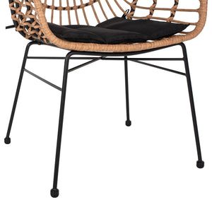 ΠΟΛΥΘΡΟΝΑ ΕΠΑΓΓΕΛΜΑΤΙΚΗ ΜΑΥΡΟ ΜΕΤΑΛΛΟ RATTAN ΜΠΕΖ & ΜΑΞΙΛΑΡΙ HM5864.01 58,5x60,5x80 εκ. - Pakobazaar
