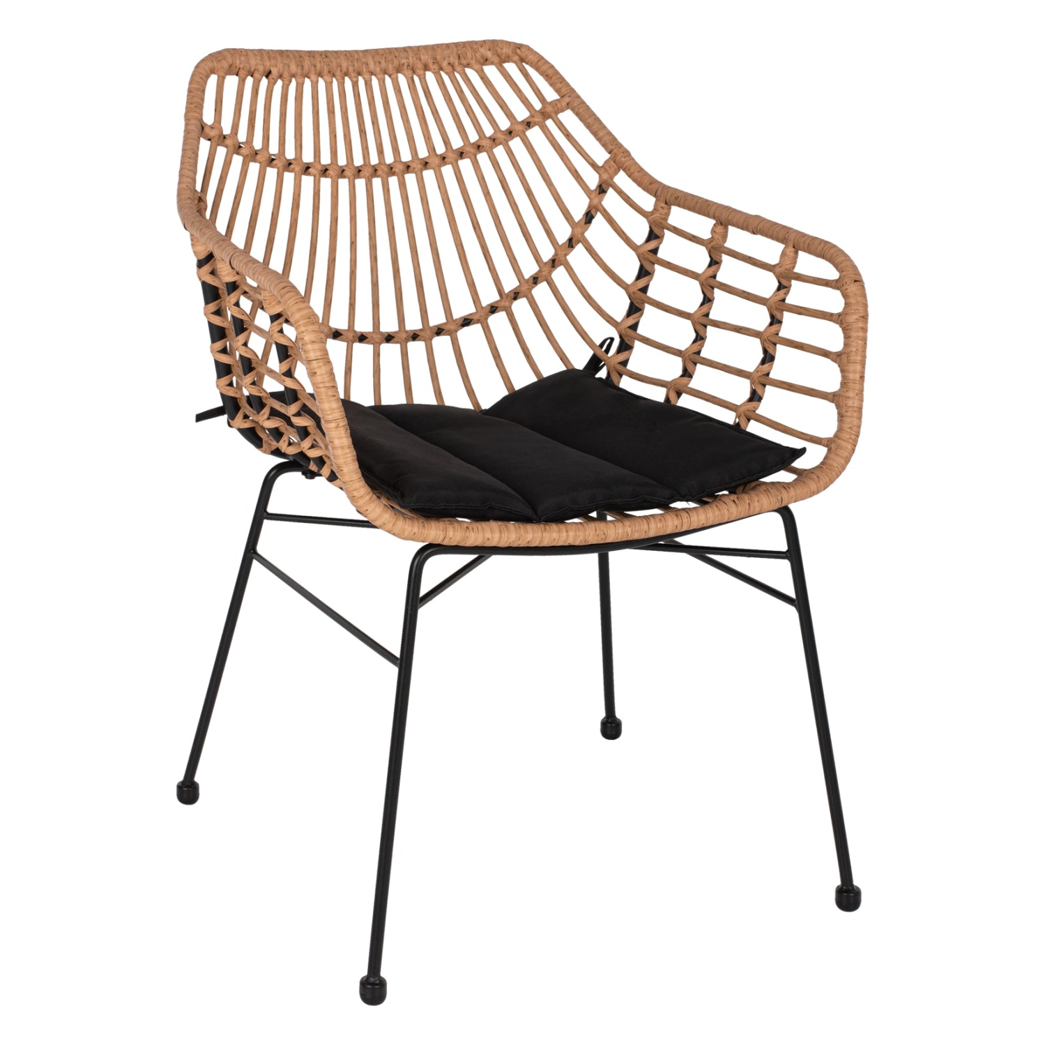 ΠΟΛΥΘΡΟΝΑ ΕΠΑΓΓΕΛΜΑΤΙΚΗ ΜΑΥΡΟ ΜΕΤΑΛΛΟ RATTAN ΜΠΕΖ & ΜΑΞΙΛΑΡΙ HM5864.01 58,5x60,5x80 εκ. - Pakobazaar