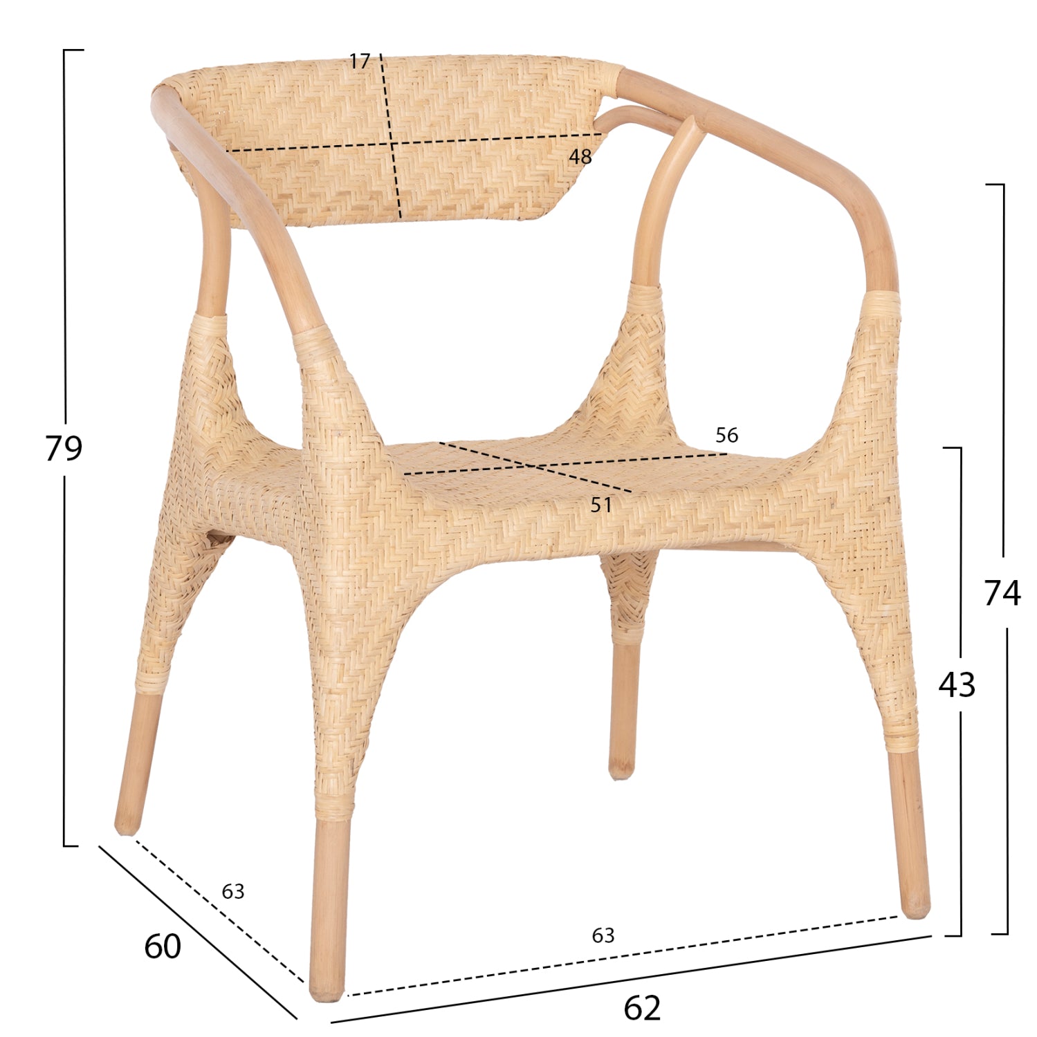 ΠΟΛΥΘΡΟΝΑ GABE ΕΣΩΤ.ΧΩΡΩΝ HM9956.01 ΦΥΣΙΚΟ RATTAN 62x60x79Υεκ. - Pakobazaar
