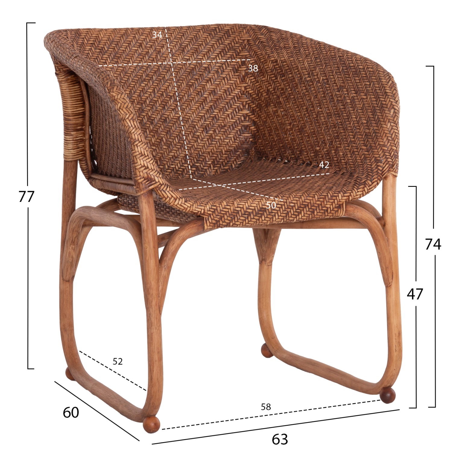 ΠΟΛΥΘΡΟΝΑ ΕΣΩΤ.ΧΩΡΩΝ TUCKET HM9958.02 ΦΥΣΙΚΟ RATTAN-ΚΑΡΥΔΙ ΧΡΩΜΑ 63x60x77Υεκ - Pakobazaar