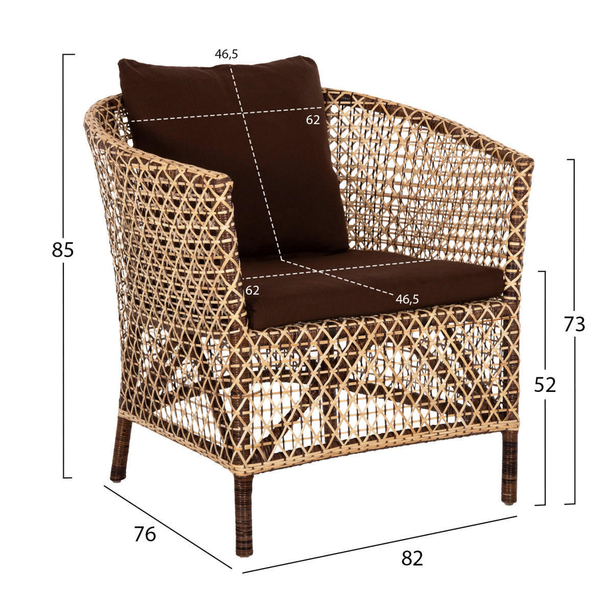 ΠΟΛΥΘΡΟΝΑ ΕΞΩΤ.ΧΩΡΟΥ HM6111 SILMAR-RATTAN ΚΑΦΕ ΚΑΙ ΦΥΣΙΚΟ-ΜΑΞΙΛΑΡΙΑ ΚΑΦΕ 82x76x85Υεκ - Pakobazaar