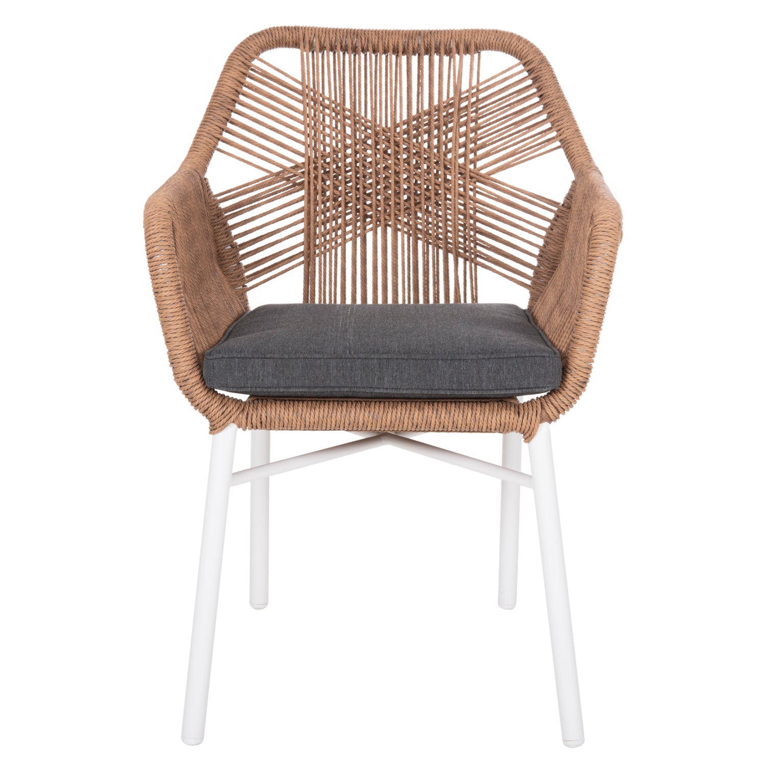 ΠΟΛΥΘΡΟΝΑ TOPIN HM6048.01 ΑΛΟΥΜΙΝΙΟ ΛΕΥΚΟ-P.E. RATTAN ΑΝΟΙΧΤΟ ΚΑΦΕ-ΜΑΞΙΛΑΡΙ ΓΚΡΙ 58x60x83Υ εκ - Pakobazaar