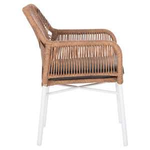 ΠΟΛΥΘΡΟΝΑ TOPIN HM6048.01 ΑΛΟΥΜΙΝΙΟ ΛΕΥΚΟ-P.E. RATTAN ΑΝΟΙΧΤΟ ΚΑΦΕ-ΜΑΞΙΛΑΡΙ ΓΚΡΙ 58x60x83Υ εκ - Pakobazaar