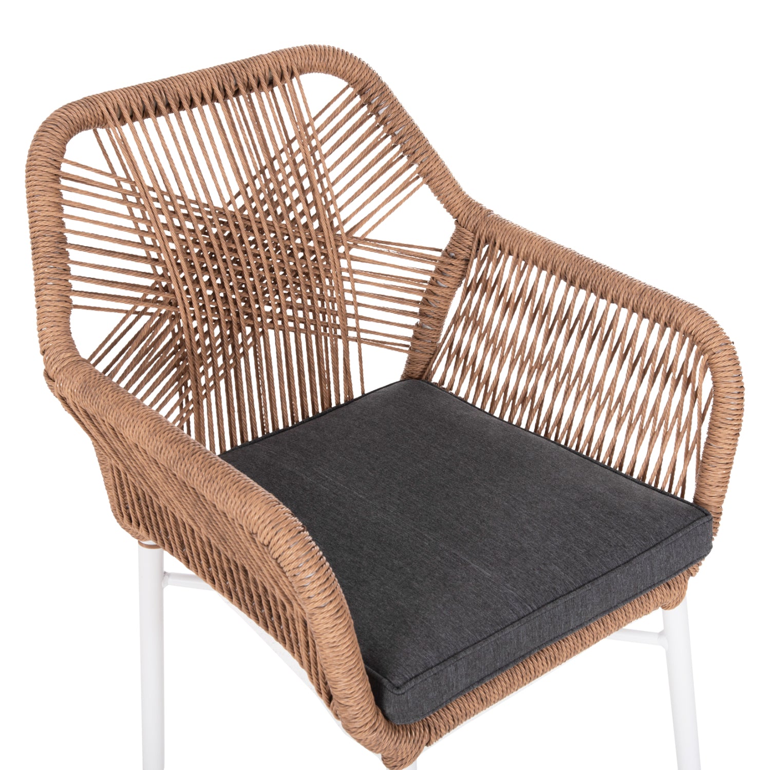 ΠΟΛΥΘΡΟΝΑ TOPIN HM6048.01 ΑΛΟΥΜΙΝΙΟ ΛΕΥΚΟ-P.E. RATTAN ΑΝΟΙΧΤΟ ΚΑΦΕ-ΜΑΞΙΛΑΡΙ ΓΚΡΙ 58x60x83Υ εκ - Pakobazaar