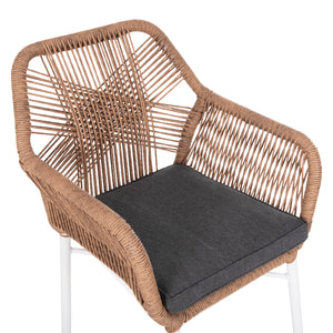 ΠΟΛΥΘΡΟΝΑ TOPIN HM6048.01 ΑΛΟΥΜΙΝΙΟ ΛΕΥΚΟ-P.E. RATTAN ΑΝΟΙΧΤΟ ΚΑΦΕ-ΜΑΞΙΛΑΡΙ ΓΚΡΙ 58x60x83Υ εκ - Pakobazaar