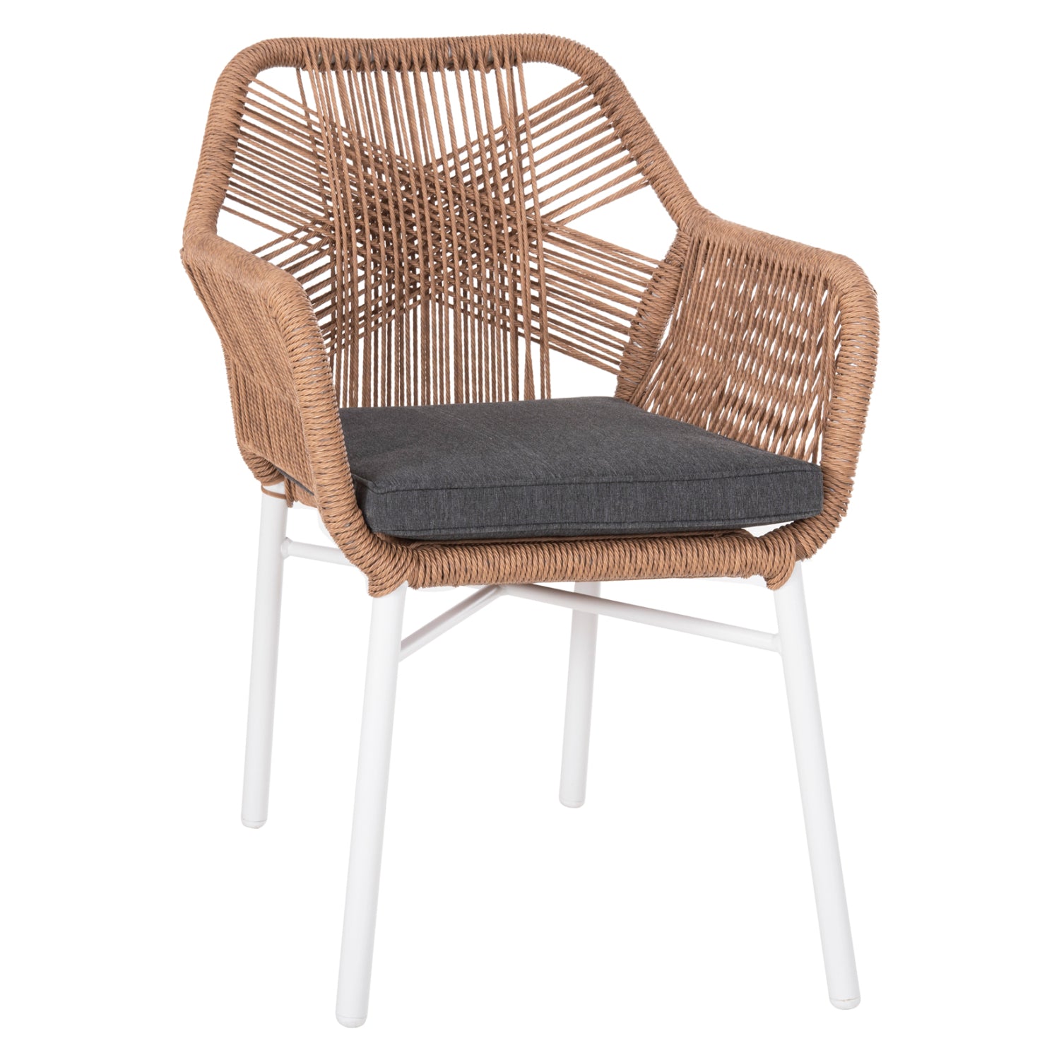 ΠΟΛΥΘΡΟΝΑ TOPIN HM6048.01 ΑΛΟΥΜΙΝΙΟ ΛΕΥΚΟ-P.E. RATTAN ΑΝΟΙΧΤΟ ΚΑΦΕ-ΜΑΞΙΛΑΡΙ ΓΚΡΙ 58x60x83Υ εκ - Pakobazaar
