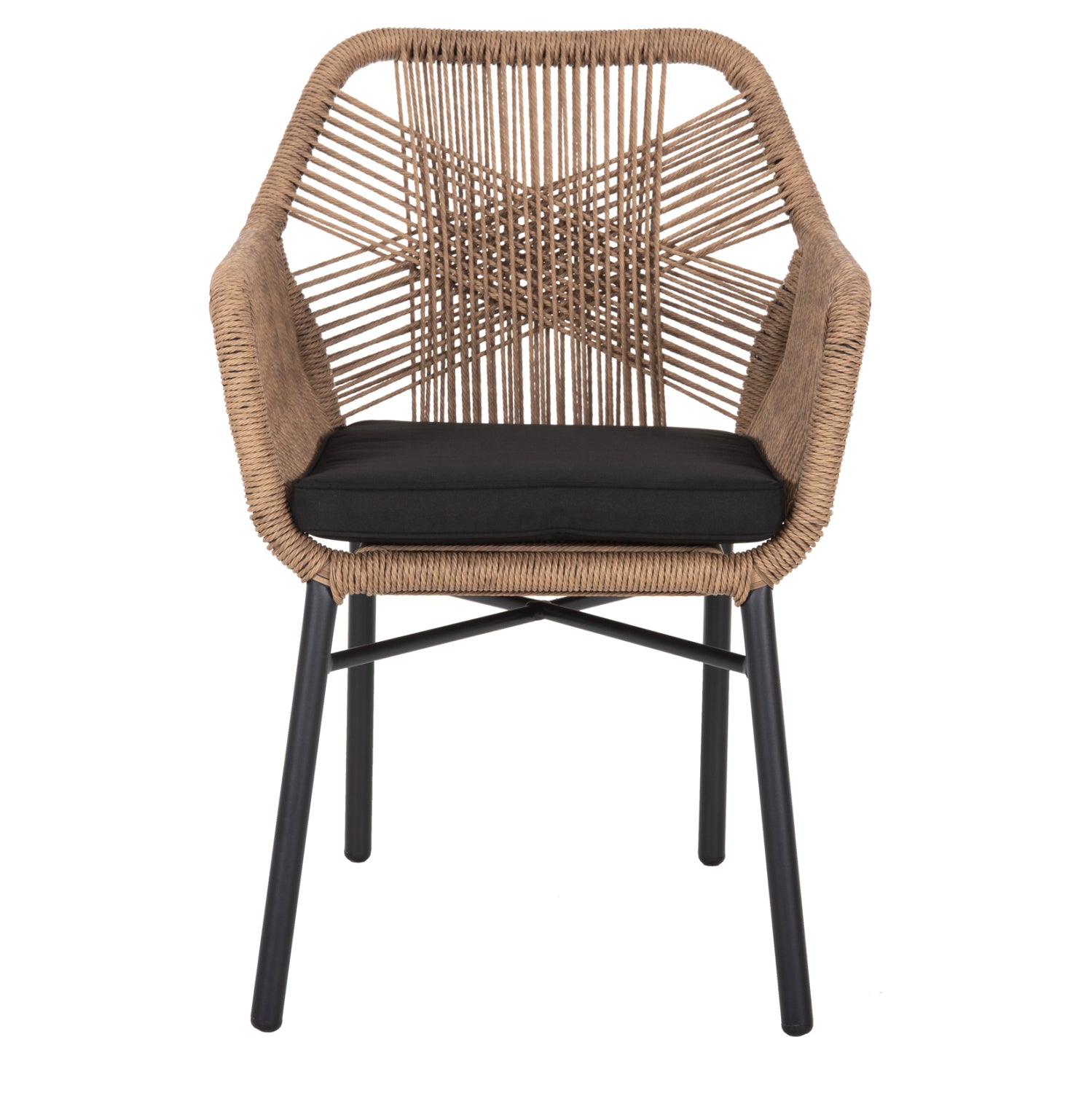 ΠΟΛΥΘΡΟΝΑ TOPIN HM6048.02 ΑΛΟΥΜΙΝΙΟ ΜΑΥΡΟ-P.E. RATTAN ΜΠΕΖ-ΜΑΞΙΛΑΡΙ ΜΑΥΡΟ 57x65x84Υ εκ - Pakobazaar