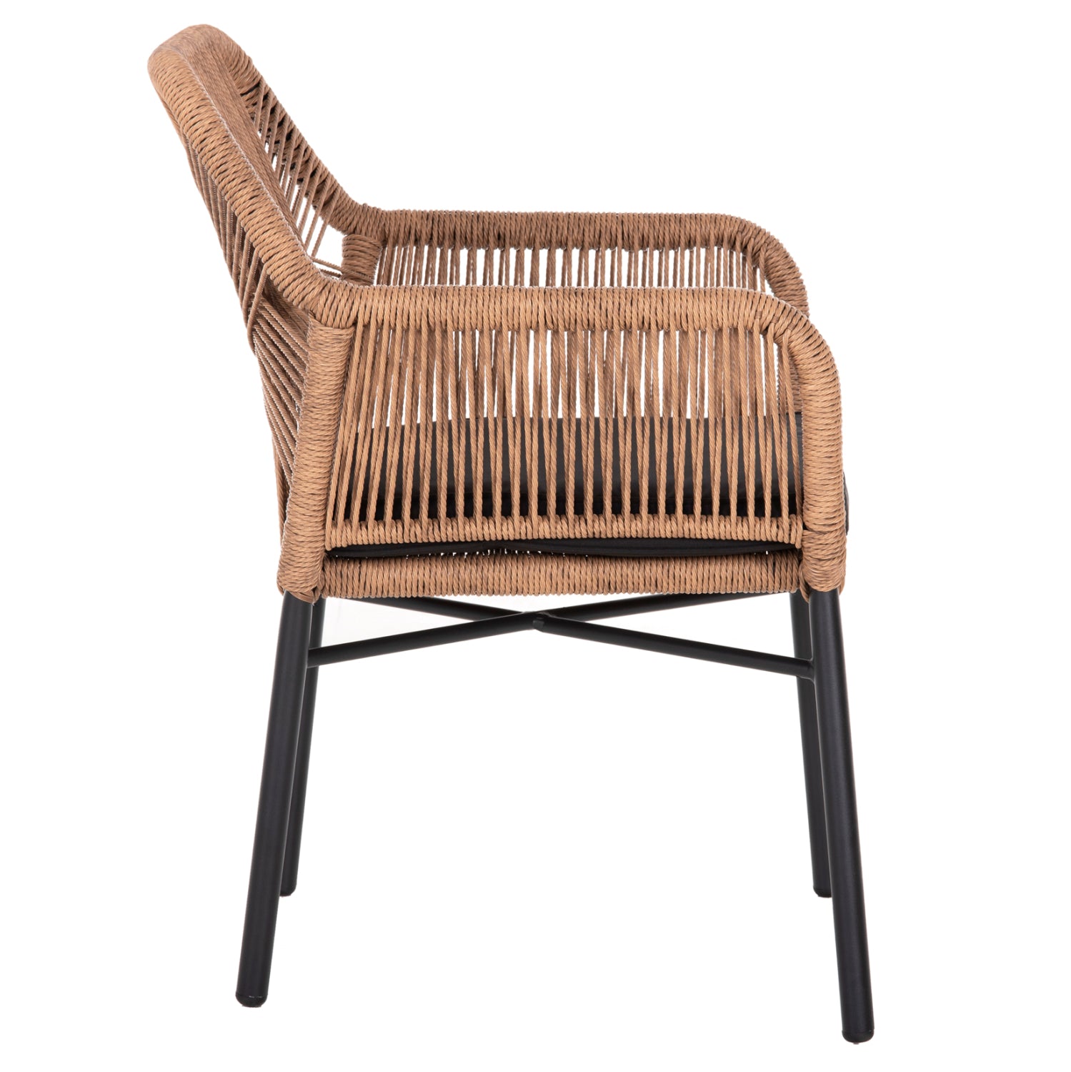 ΠΟΛΥΘΡΟΝΑ TOPIN HM6048.02 ΑΛΟΥΜΙΝΙΟ ΜΑΥΡΟ-P.E. RATTAN ΜΠΕΖ-ΜΑΞΙΛΑΡΙ ΜΑΥΡΟ 57x65x84Υ εκ - Pakobazaar