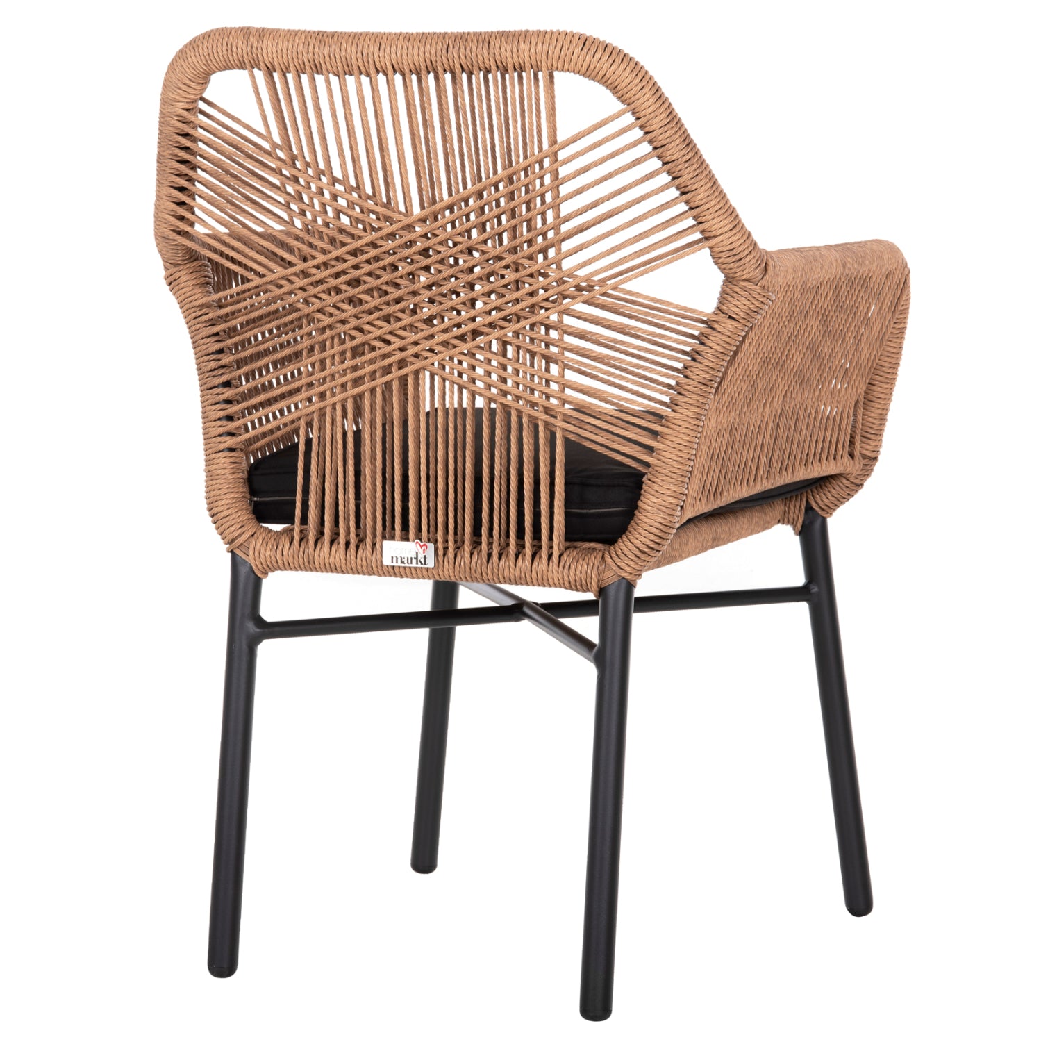 ΠΟΛΥΘΡΟΝΑ TOPIN HM6048.02 ΑΛΟΥΜΙΝΙΟ ΜΑΥΡΟ-P.E. RATTAN ΜΠΕΖ-ΜΑΞΙΛΑΡΙ ΜΑΥΡΟ 57x65x84Υ εκ - Pakobazaar