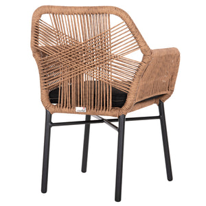 ΠΟΛΥΘΡΟΝΑ TOPIN HM6048.02 ΑΛΟΥΜΙΝΙΟ ΜΑΥΡΟ-P.E. RATTAN ΜΠΕΖ-ΜΑΞΙΛΑΡΙ ΜΑΥΡΟ 57x65x84Υ εκ - Pakobazaar