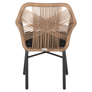 ΠΟΛΥΘΡΟΝΑ TOPIN HM6048.02 ΑΛΟΥΜΙΝΙΟ ΜΑΥΡΟ-P.E. RATTAN ΜΠΕΖ-ΜΑΞΙΛΑΡΙ ΜΑΥΡΟ 57x65x84Υ εκ - Pakobazaar