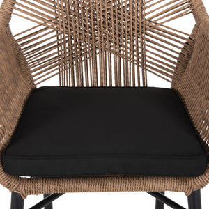 ΠΟΛΥΘΡΟΝΑ TOPIN HM6048.02 ΑΛΟΥΜΙΝΙΟ ΜΑΥΡΟ-P.E. RATTAN ΜΠΕΖ-ΜΑΞΙΛΑΡΙ ΜΑΥΡΟ 57x65x84Υ εκ - Pakobazaar
