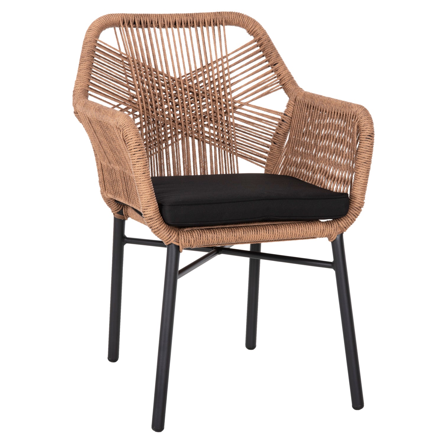 ΠΟΛΥΘΡΟΝΑ TOPIN HM6048.02 ΑΛΟΥΜΙΝΙΟ ΜΑΥΡΟ-P.E. RATTAN ΜΠΕΖ-ΜΑΞΙΛΑΡΙ ΜΑΥΡΟ 57x65x84Υ εκ - Pakobazaar