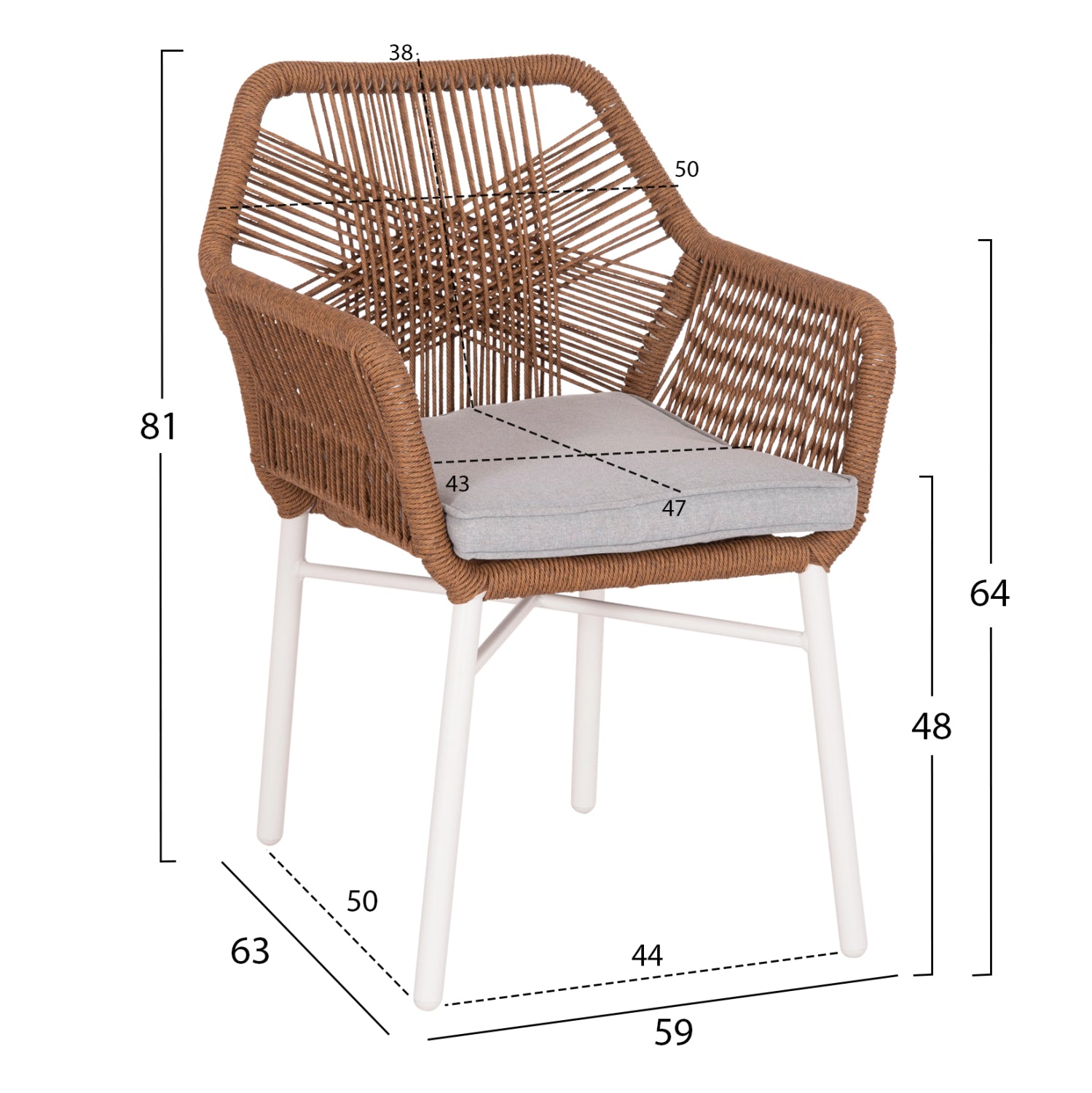 ΠΟΛΥΘΡΟΝΑ TOPIN HM6048.11 ΑΛΟΥΜΙΝΙΟ ΛΕΥΚΟ-P.E. RATTAN ΜΠΕΖ 59x63x81Υεκ - Pakobazaar