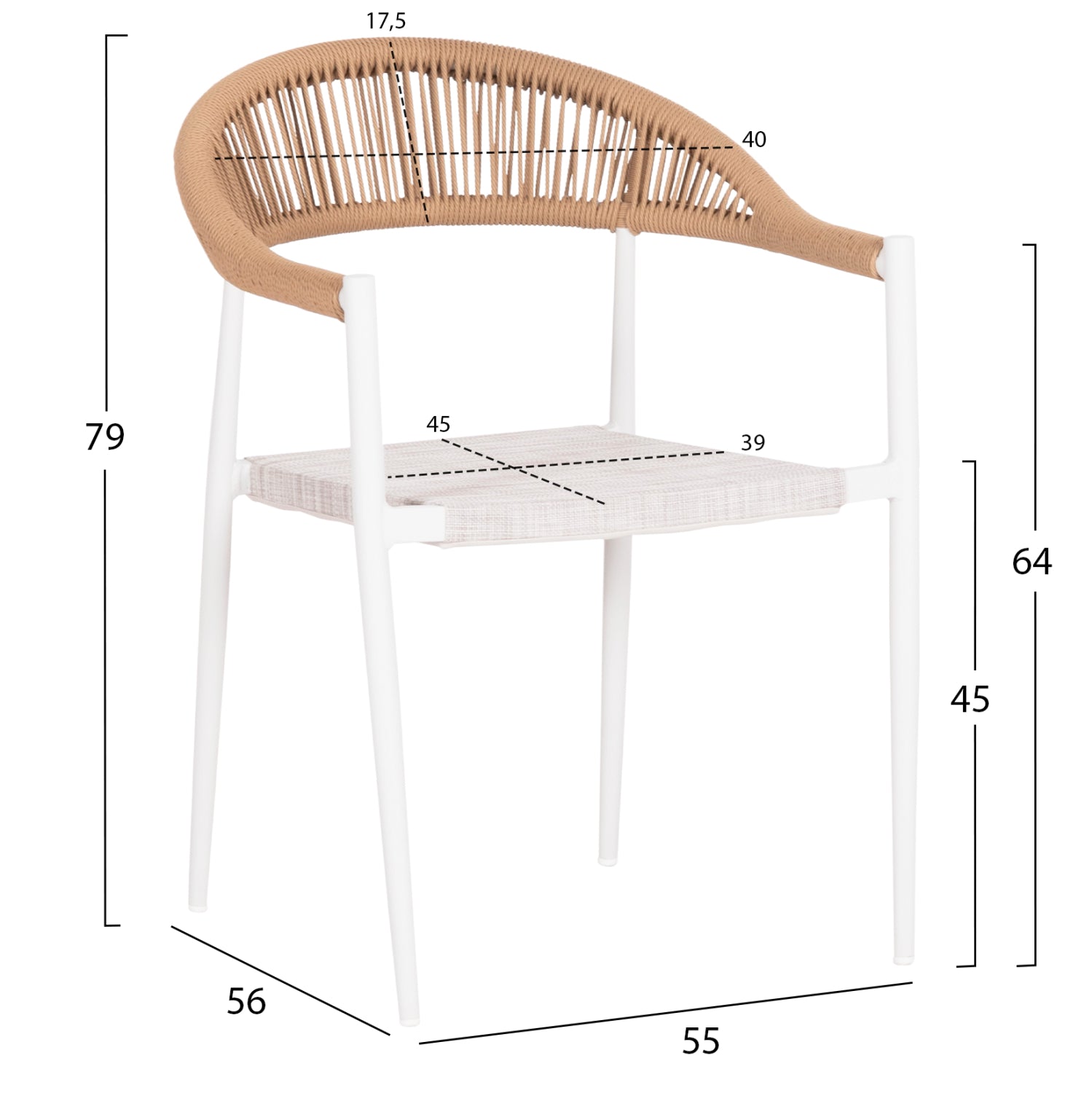 ΠΟΛΥΘΡΟΝΑ BERG HM6284.01 ΑΛΟΥΜΙΝΙΟ & TEXTILENE ΛΕΥΚΟ--P.E.TWISTED RATTAN 55x56x79Υεκ - Pakobazaar