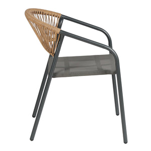 ΠΟΛΥΘΡΟΝΑ HOMAN HM6430.01 ΓΚΡΙ ΜΕΤΑΛΛΟ & TEXTILENE--ΜΠΕΖ P.E.RATTAN 53,5x62x75Υεκ - Pakobazaar