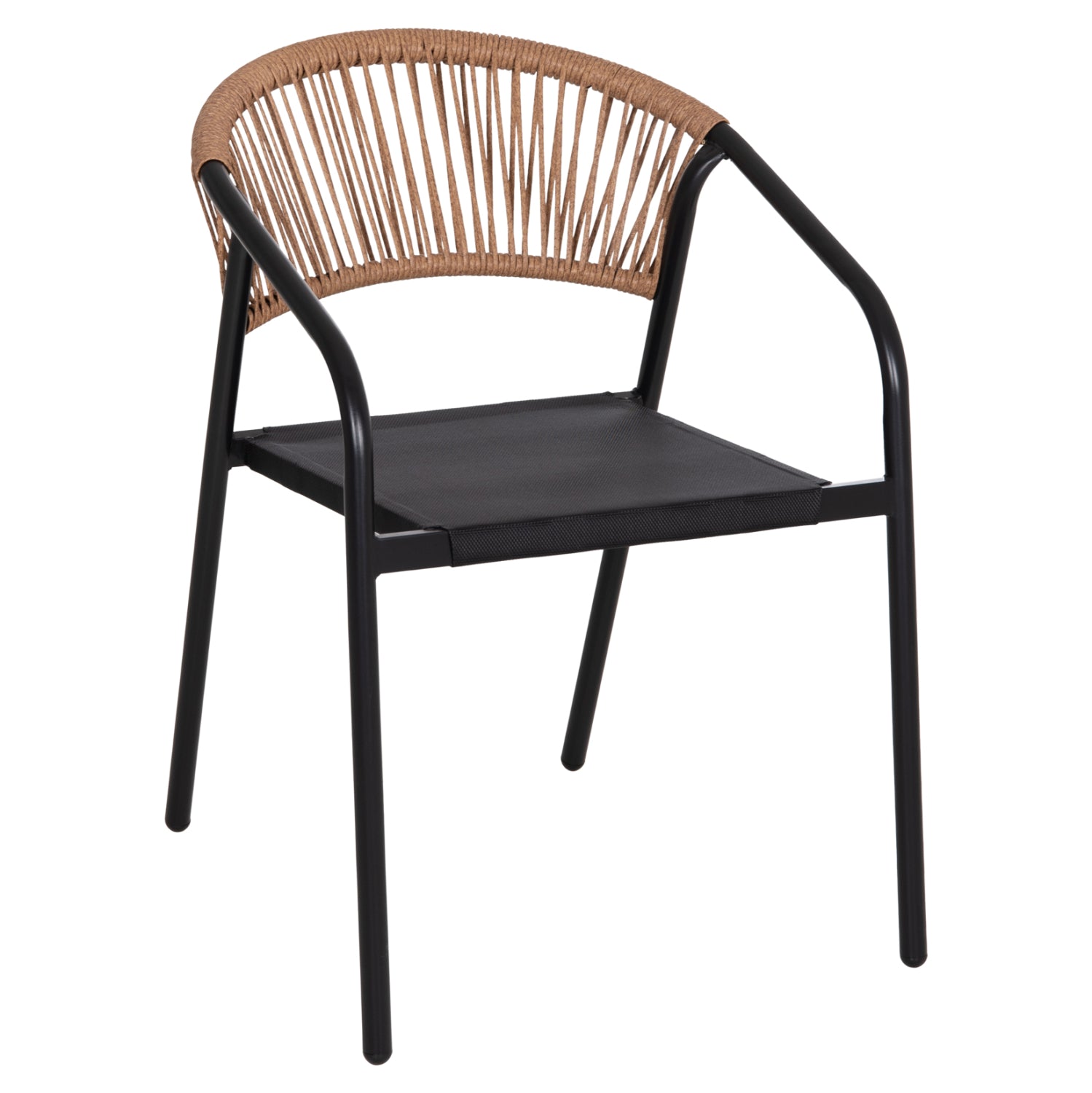 ΠΟΛΥΘΡΟΝΑ HOMAN HM6430.03 ΜΑΥΡΟ ΜΕΤΑΛΛΟ & TEXTILENE--ΜΠΕΖ P.E.RATTAN 53x58x75Υεκ - Pakobazaar