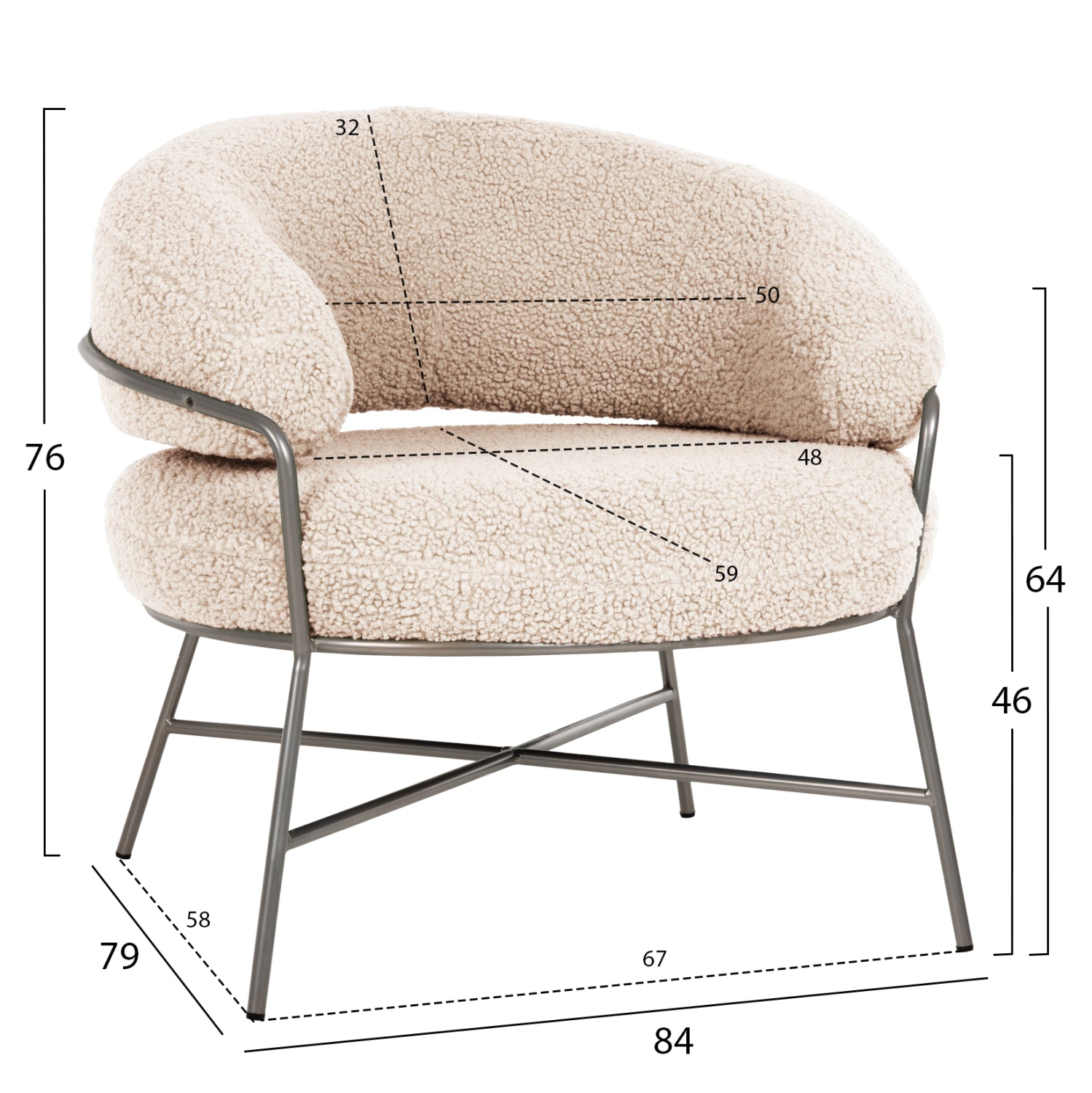 ΠΟΛΥΘΡΟΝΑ TRUDI HM8639.23 ΑΠΟ ΜΠΟΥΚΛΕ ΛΕΥΚΟ ΜΕ ΑΣΗΜΙ ΣΚΕΛΕΤΟ 84x79x76Υ εκ. - Pakobazaar