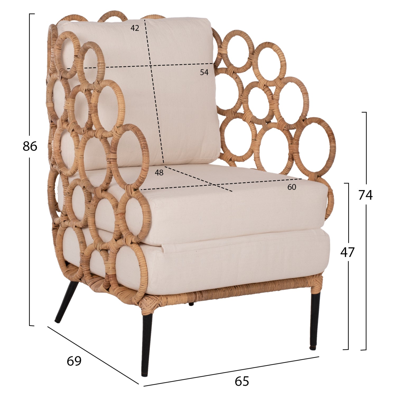 ΠΟΛΥΘΡΟΝΑ RINGER HM9341 ΑΠΟ RATTAN-ΜΕΤΑΛΛΟ ΦΥΣΙΚΟ ΧΡΩΜΑ 65x69x86Y εκ. - Pakobazaar