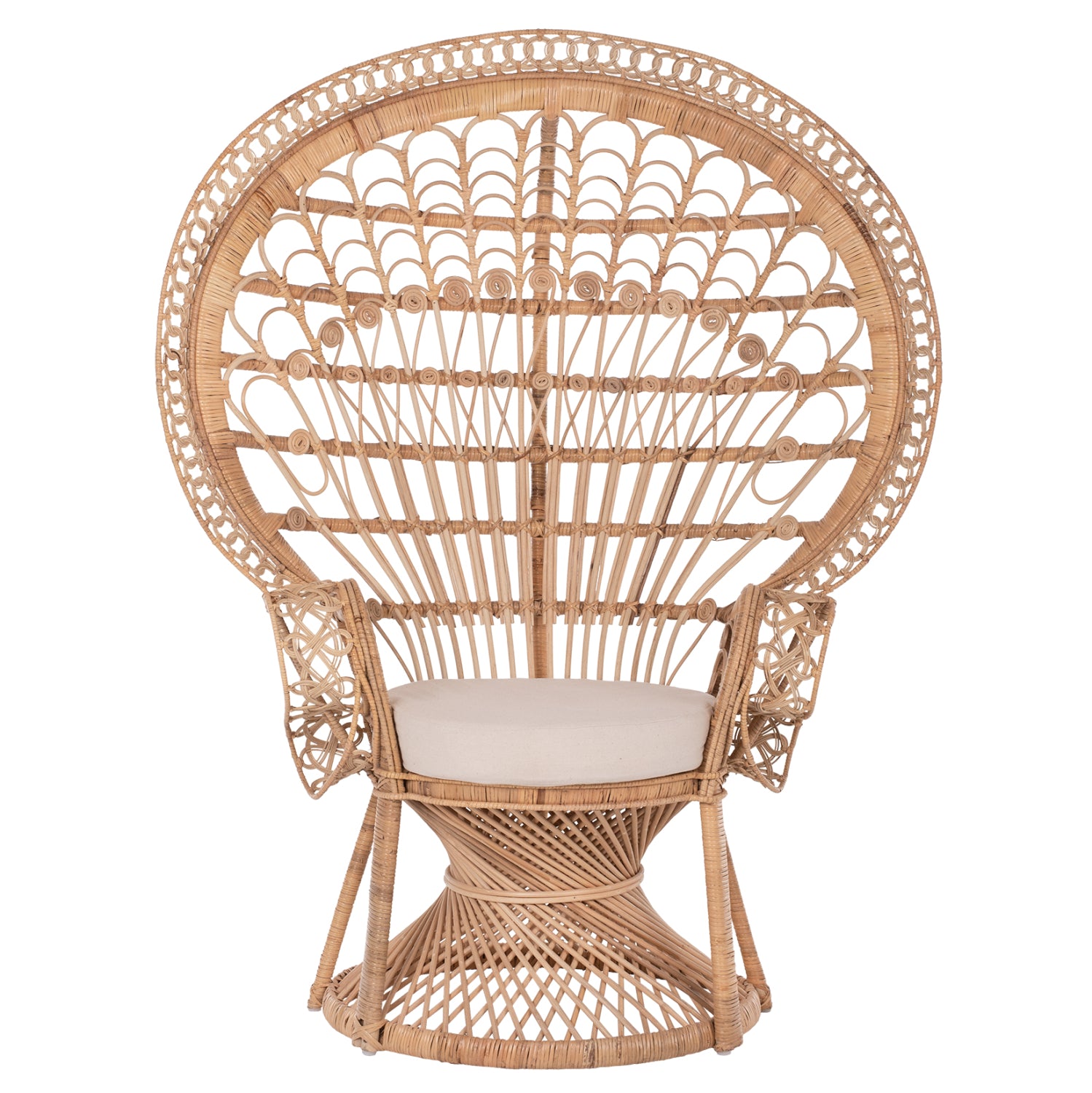 ΠΟΛΥΘΡΟΝΑ ROYAL PEACOCK HM9342 RATTAN ΣΕ ΦΥΣΙΚΟ-ΜΑΞΙΛΑΡΙ ΜΠΕΖ 114x72x150Yεκ. - Pakobazaar