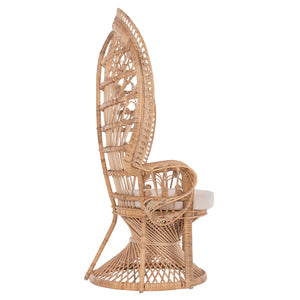 ΠΟΛΥΘΡΟΝΑ ROYAL PEACOCK HM9342 RATTAN ΣΕ ΦΥΣΙΚΟ-ΜΑΞΙΛΑΡΙ ΜΠΕΖ 114x72x150Yεκ. - Pakobazaar