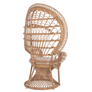 ΠΟΛΥΘΡΟΝΑ ROYAL PEACOCK HM9342 RATTAN ΣΕ ΦΥΣΙΚΟ-ΜΑΞΙΛΑΡΙ ΜΠΕΖ 114x72x150Yεκ. - Pakobazaar