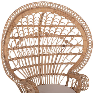 ΠΟΛΥΘΡΟΝΑ ROYAL PEACOCK HM9342 RATTAN ΣΕ ΦΥΣΙΚΟ-ΜΑΞΙΛΑΡΙ ΜΠΕΖ 114x72x150Yεκ. - Pakobazaar