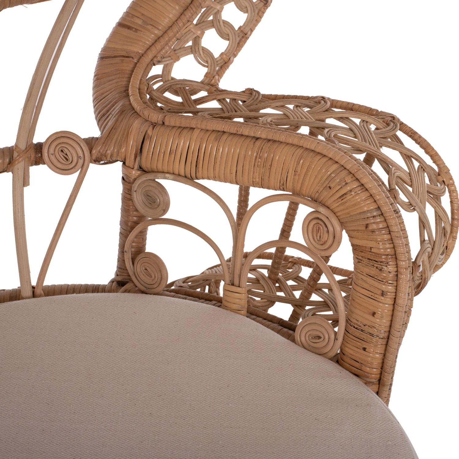 ΠΟΛΥΘΡΟΝΑ ROYAL PEACOCK HM9342 RATTAN ΣΕ ΦΥΣΙΚΟ-ΜΑΞΙΛΑΡΙ ΜΠΕΖ 114x72x150Yεκ. - Pakobazaar