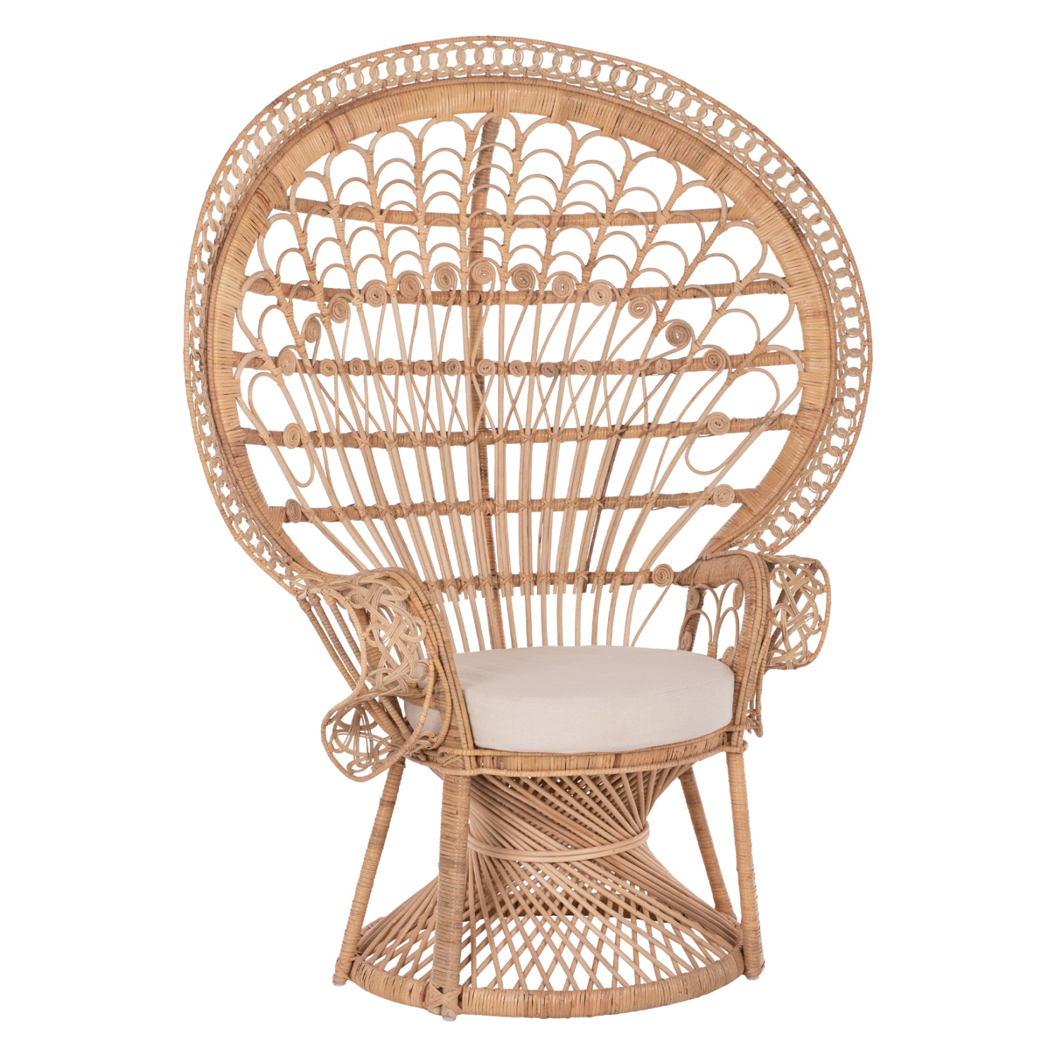 ΠΟΛΥΘΡΟΝΑ ROYAL PEACOCK HM9342 RATTAN ΣΕ ΦΥΣΙΚΟ-ΜΑΞΙΛΑΡΙ ΜΠΕΖ 114x72x150Yεκ. - Pakobazaar