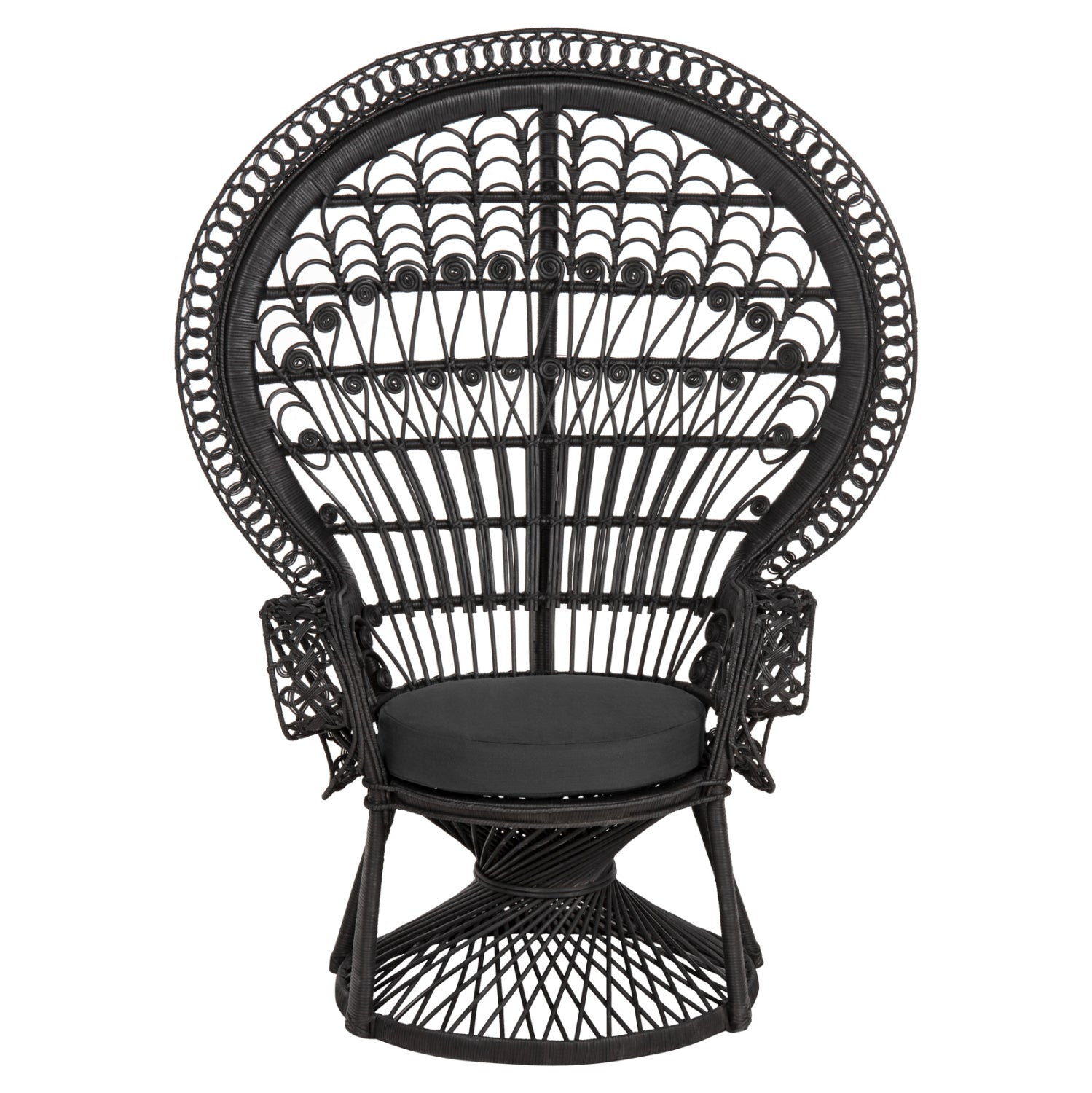 ΠΟΛΥΘΡΟΝΑ ROYAL PEACOCK HM9342.03 RATTAN ΜΑΥΡΟ-ΜΑΞΙΛΑΡΙ ΜΑΥΡΟ 114x72x150Yεκ. - Pakobazaar