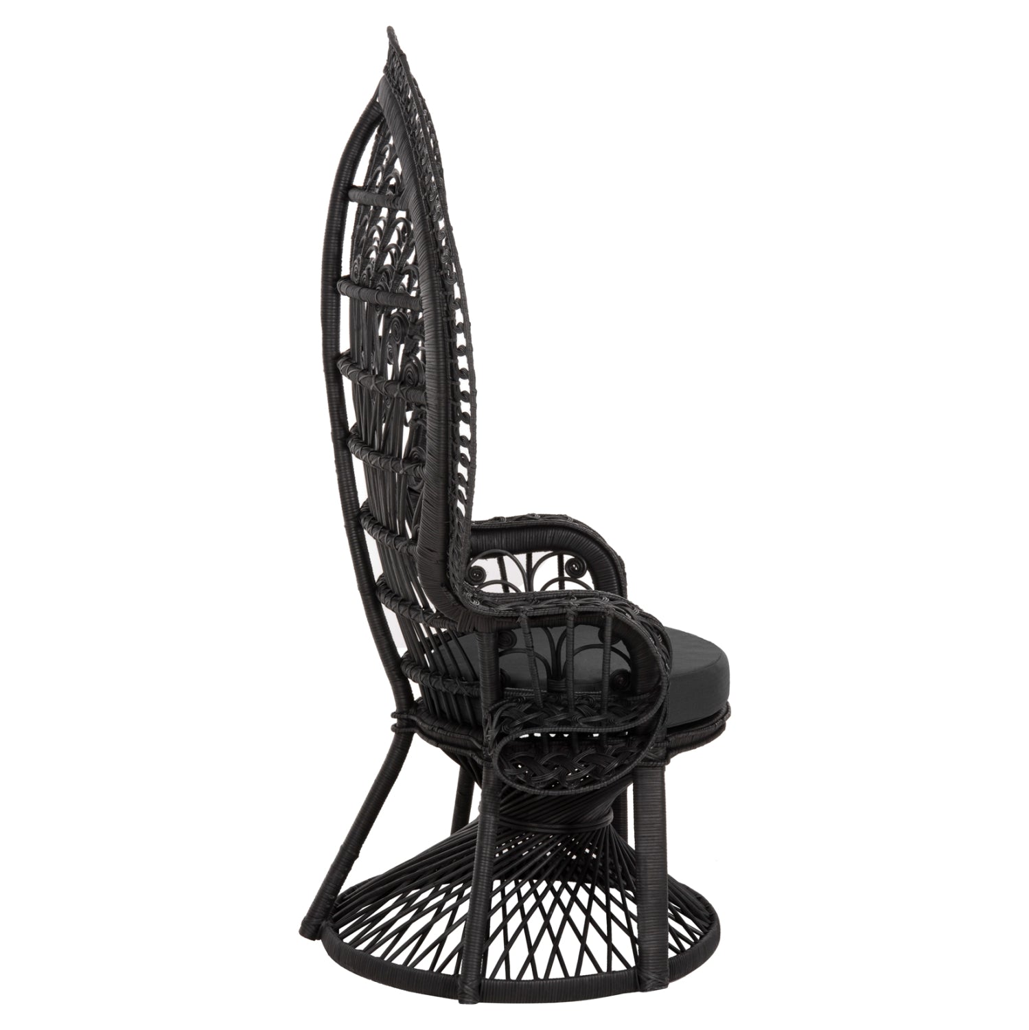 ΠΟΛΥΘΡΟΝΑ ROYAL PEACOCK HM9342.03 RATTAN ΜΑΥΡΟ-ΜΑΞΙΛΑΡΙ ΜΑΥΡΟ 114x72x150Yεκ. - Pakobazaar