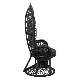 ΠΟΛΥΘΡΟΝΑ ROYAL PEACOCK HM9342.03 RATTAN ΜΑΥΡΟ-ΜΑΞΙΛΑΡΙ ΜΑΥΡΟ 114x72x150Yεκ. - Pakobazaar