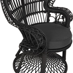 ΠΟΛΥΘΡΟΝΑ ROYAL PEACOCK HM9342.03 RATTAN ΜΑΥΡΟ-ΜΑΞΙΛΑΡΙ ΜΑΥΡΟ 114x72x150Yεκ. - Pakobazaar