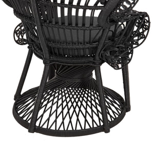 ΠΟΛΥΘΡΟΝΑ ROYAL PEACOCK HM9342.03 RATTAN ΜΑΥΡΟ-ΜΑΞΙΛΑΡΙ ΜΑΥΡΟ 114x72x150Yεκ. - Pakobazaar