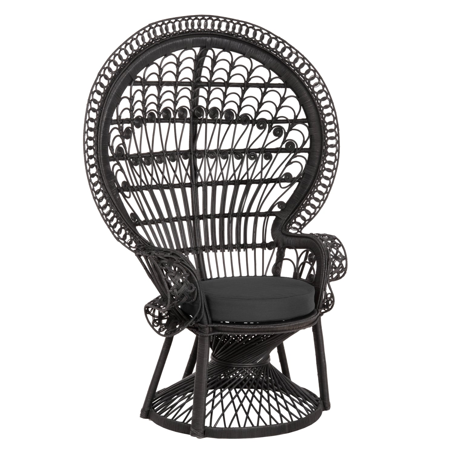 ΠΟΛΥΘΡΟΝΑ ROYAL PEACOCK HM9342.03 RATTAN ΜΑΥΡΟ-ΜΑΞΙΛΑΡΙ ΜΑΥΡΟ 114x72x150Yεκ. - Pakobazaar