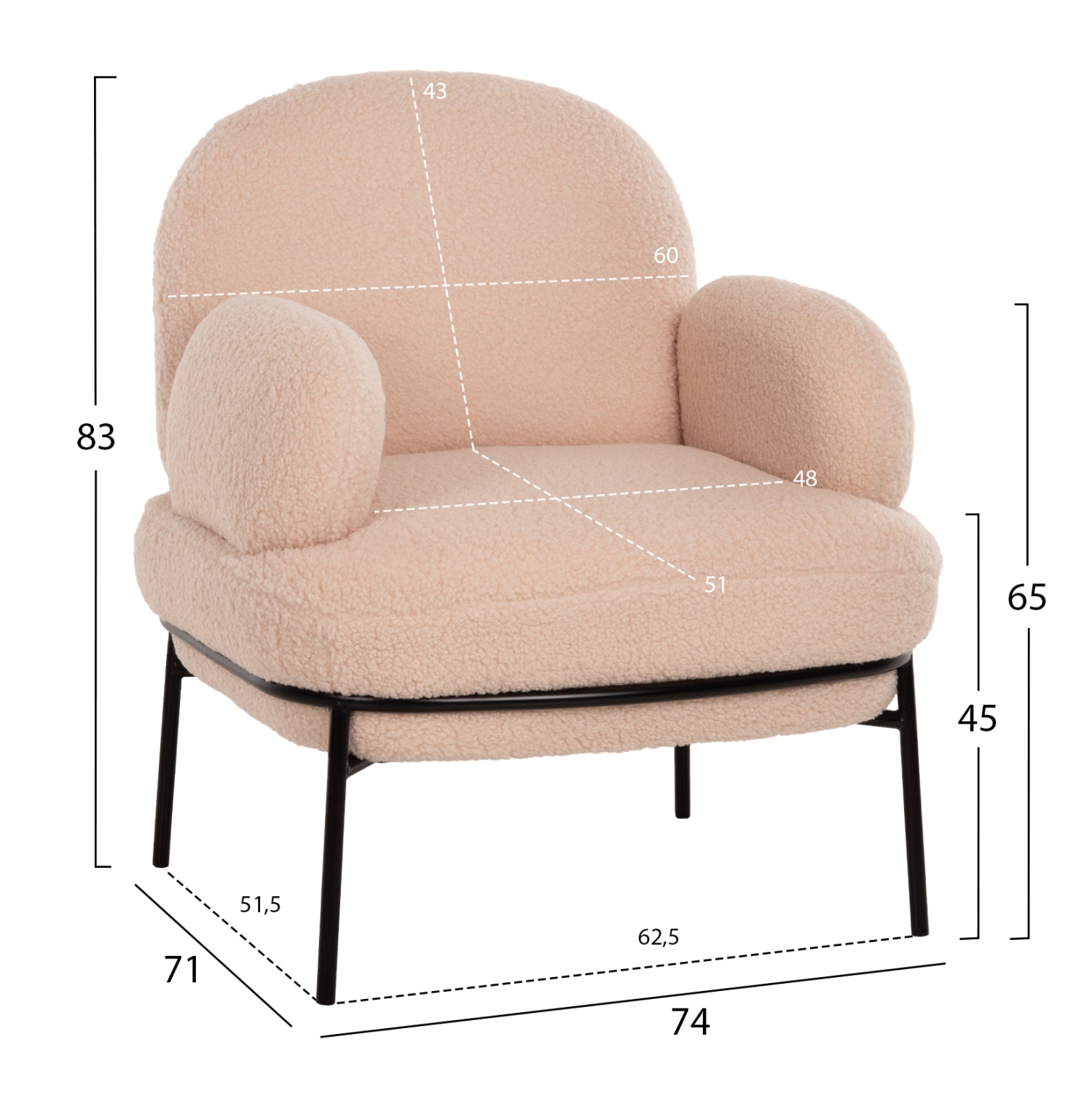 ΠΟΛΥΘΡΟΝΑ AGNES HM9525.20 ΕΚΡΟΥ ΜΠΟΥΚΛΕ-ΜΑΥΡΑ ΜΕΤΑΛΛΙΚΑ ΠΟΔΙΑ 74x71x83Υεκ. - Pakobazaar