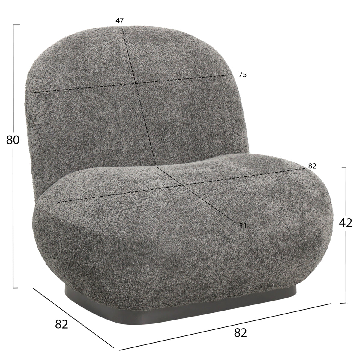 ΠΟΛΥΘΡΟΝΑ BEANY HM9591.01 ΓΚΡΙ ΜΠΟΥΚΛΕ ΥΦΑΣΜΑ 85x82x77Υ εκ. - Pakobazaar