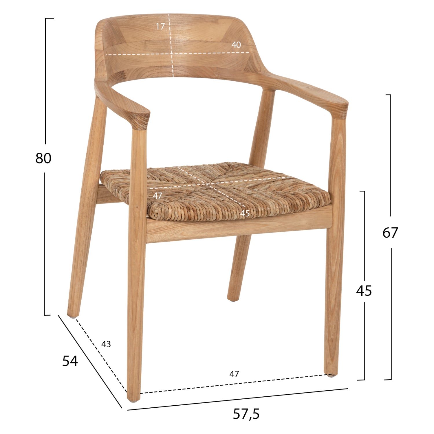 ΠΟΛΥΘΡΟΝΑ KINGSLEY HM9634.01 ΞΥΛΟ TEAK & ΨΑΘΑ ΣΕ ΦΥΣΙΚΟ ΧΡΩΜΑ 57,5x54x80Yεκ. - Pakobazaar