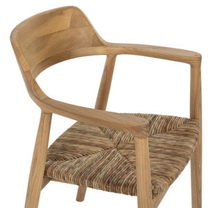 ΠΟΛΥΘΡΟΝΑ KINGSLEY HM9634.01 ΞΥΛΟ TEAK & ΨΑΘΑ ΣΕ ΦΥΣΙΚΟ ΧΡΩΜΑ 57,5x54x80Yεκ. - Pakobazaar