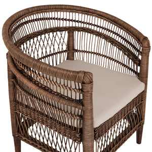 ΠΟΛΥΘΡΟΝΑ MALAWI HM9635.01 ΞΥΛΟ ΜΑΟΝΙ ΜΕ RATTAN ΚΑΦΕ-ΛΕΥΚΟ ΜΑΞΙΛΑΡΙ 80x70x86Υεκ. - Pakobazaar