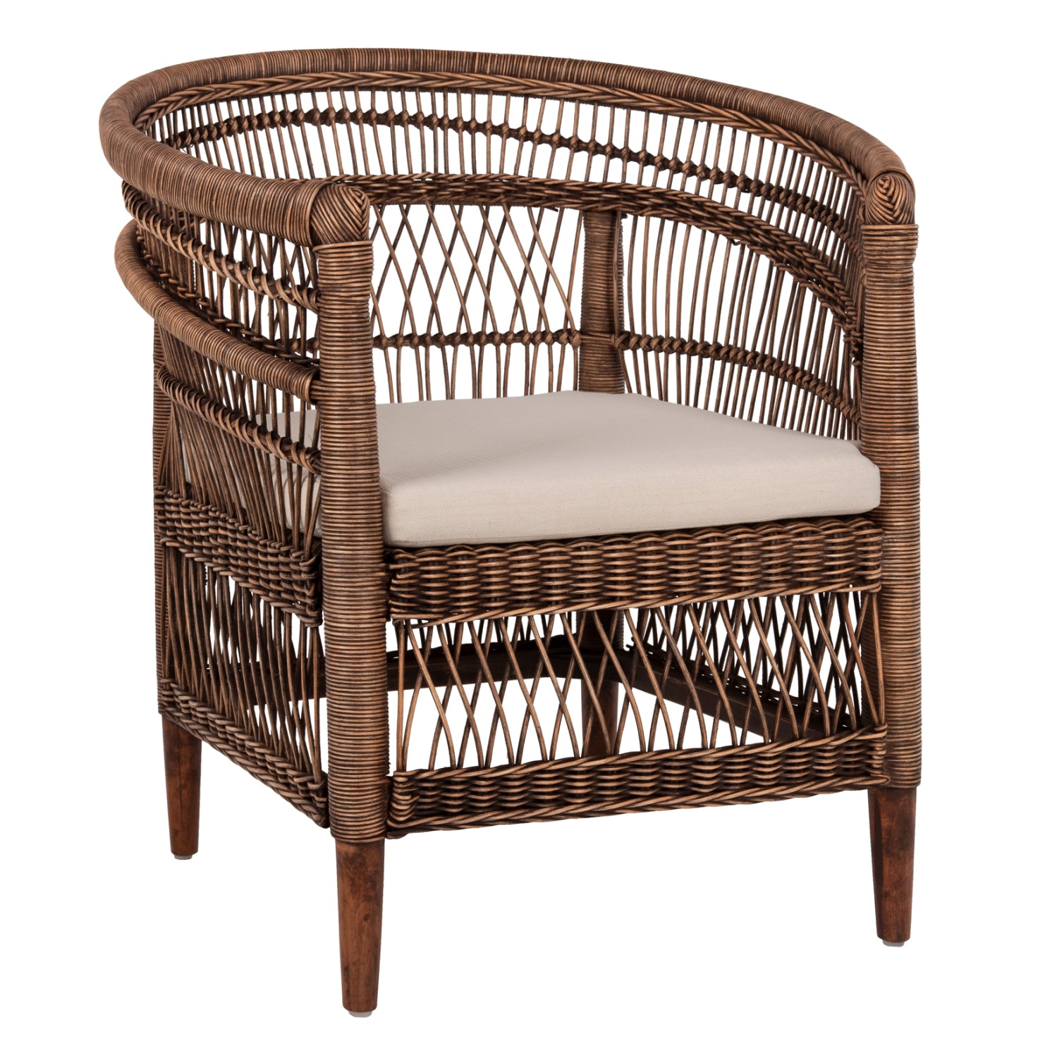 ΠΟΛΥΘΡΟΝΑ MALAWI HM9635.01 ΞΥΛΟ ΜΑΟΝΙ ΜΕ RATTAN ΚΑΦΕ-ΛΕΥΚΟ ΜΑΞΙΛΑΡΙ 80x70x86Υεκ. - Pakobazaar