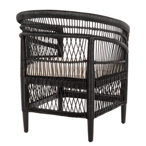 ΠΟΛΥΘΡΟΝΑ MALAWI HM9635.03 ΞΥΛΟ ΜΑΟΝΙ ΜΕ RATTAN ΜΑΥΡΟ-ΛΕΥΚΟ ΜΑΞΙΛΑΡΙ 80x70x86Υεκ. - Pakobazaar